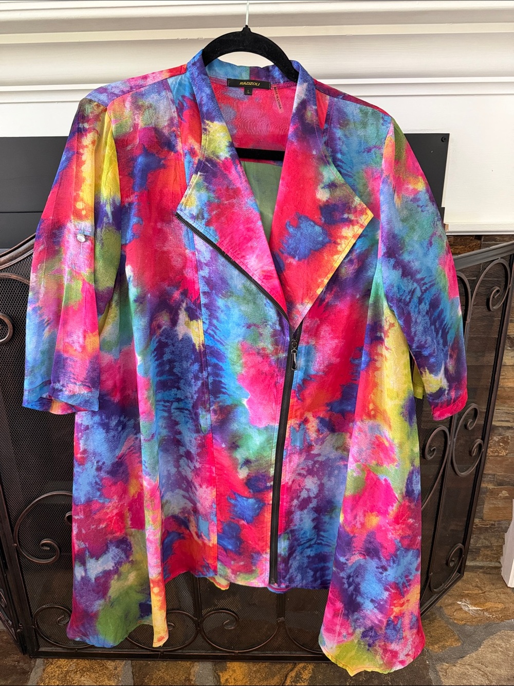 Radzoli Multicolor Tie-Dye Jacket in Pink, Purple, Blue